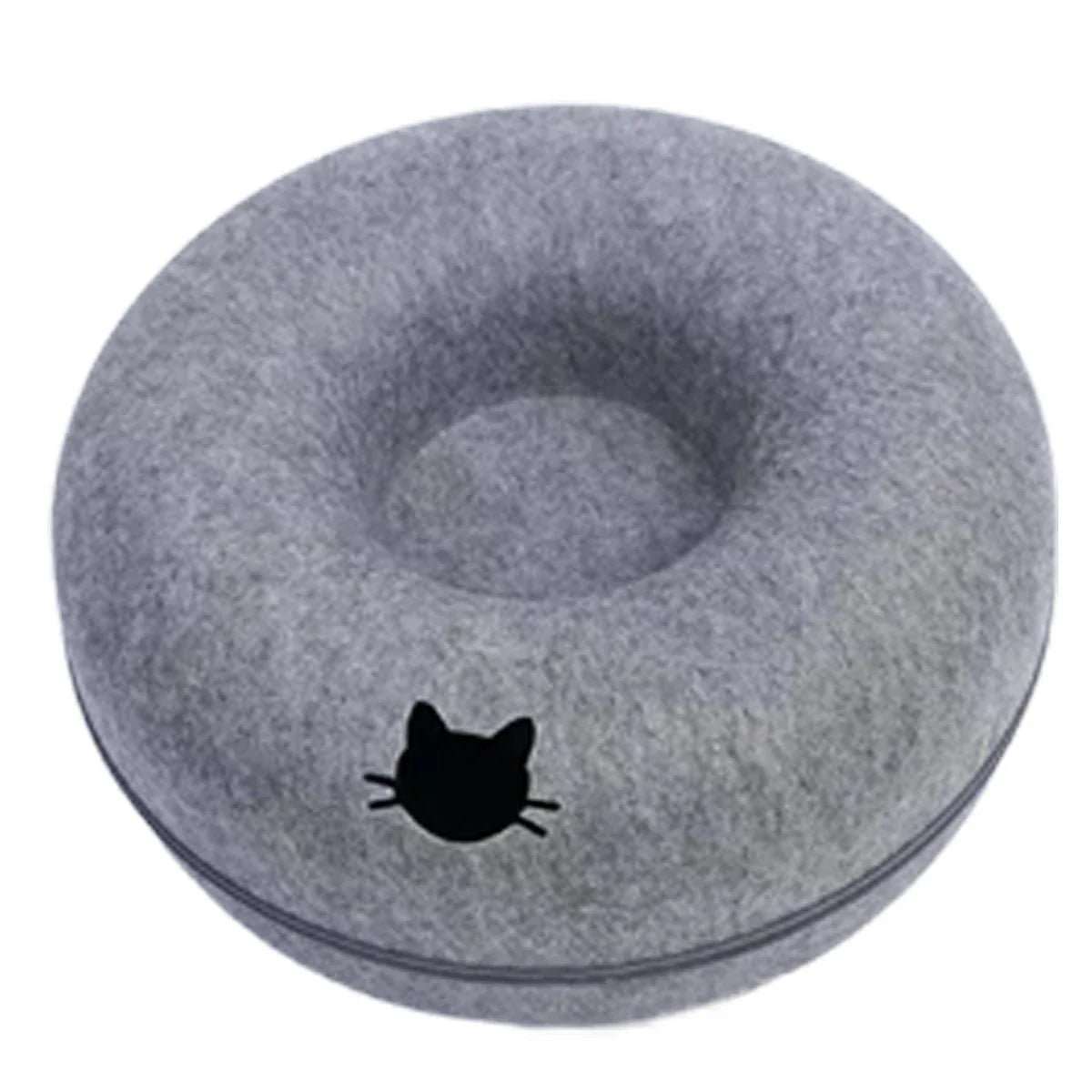 Interactive Donut Cat Bed & Tunnel – Felt Cat House Toy