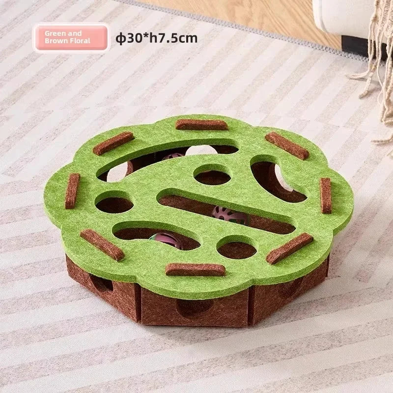 Interactive Felt Cat Puzzle Box | Indoor Hide & Seek Ball Chase Toy