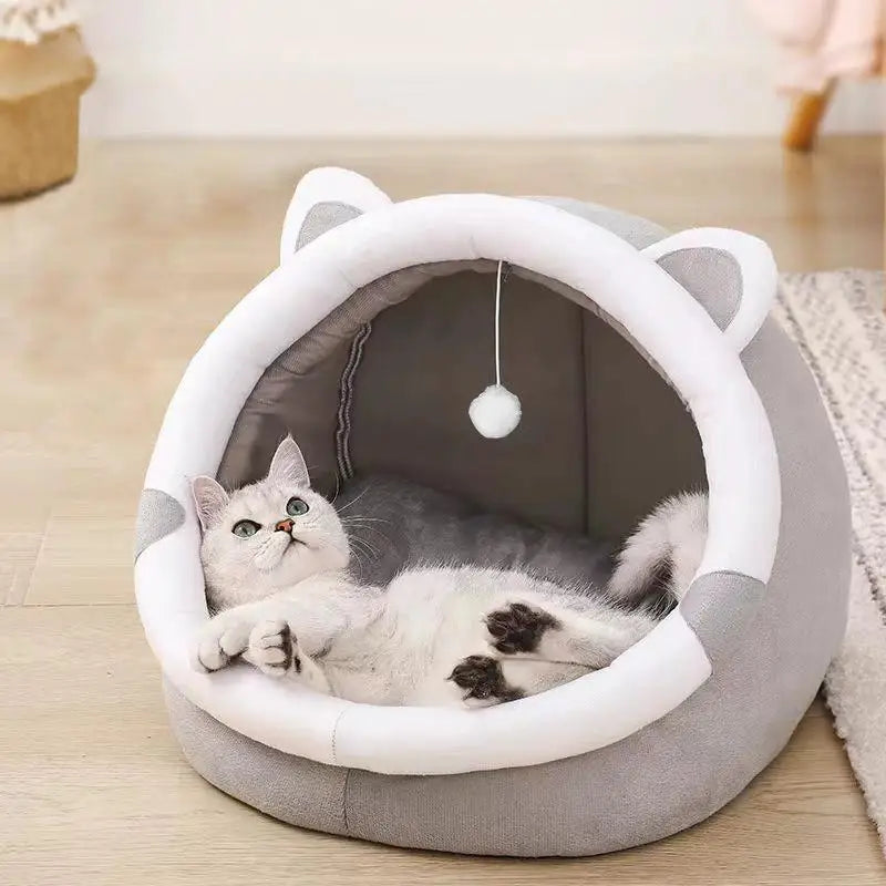 Cozy Self-Warming Pet Cave Bed for Cats & Small Dogs