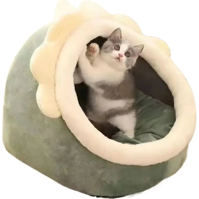 Cozy Self-Warming Pet Cave Bed for Cats & Small Dogs