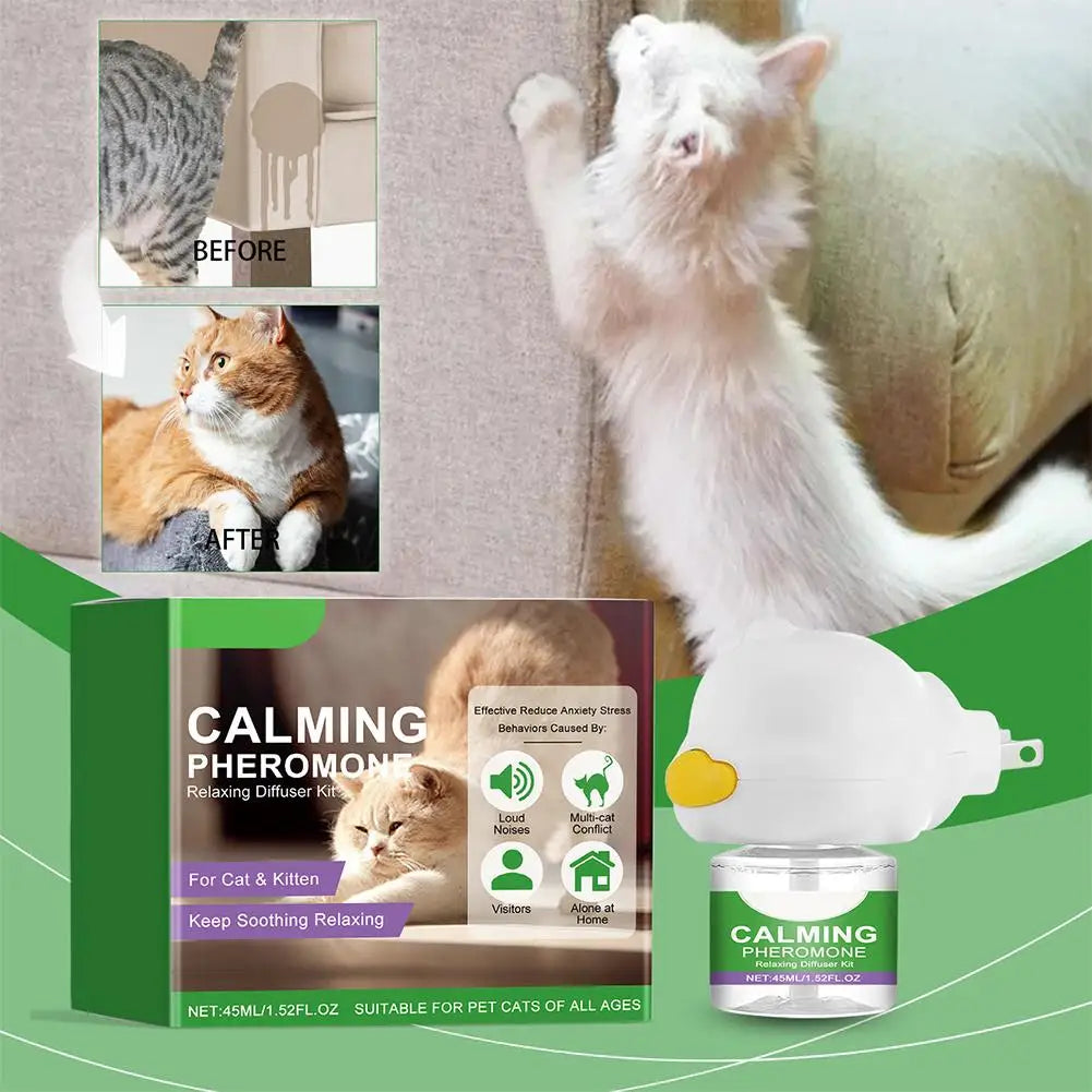 Pheromone Cat Calming Diffuser Kit | Anti-Anxiety Stress Relief Refill