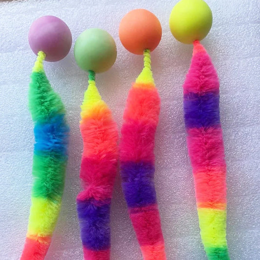 Interactive Cat Toy Ball – Colorful Bouncing Worm Teaser for Indoor Cats