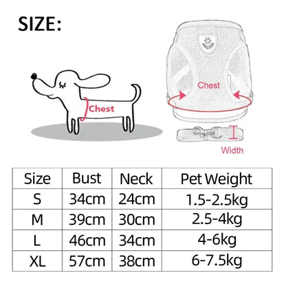 Reflective Mesh Dog Harness Vest | No-Choke Adjustable Pet Leash Set