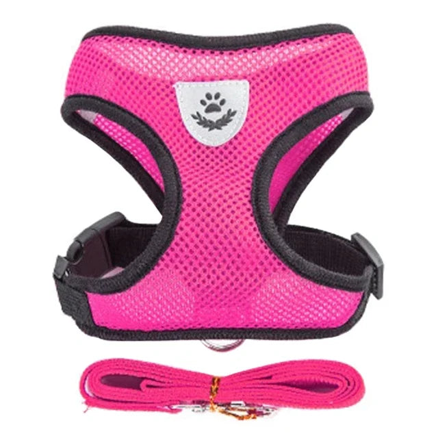Reflective Mesh Dog Harness Vest | No-Choke Adjustable Pet Leash Set