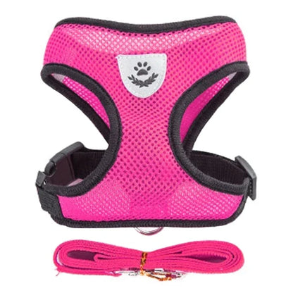 Reflective Mesh Dog Harness Vest | No-Choke Adjustable Pet Leash Set