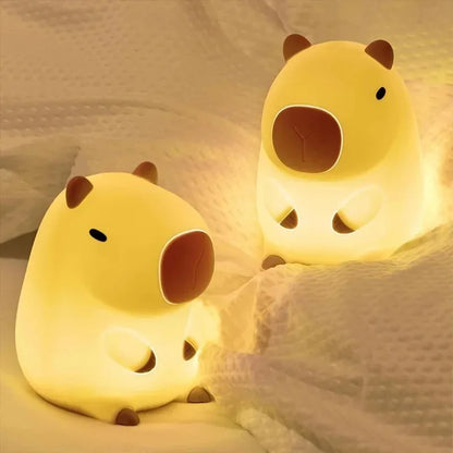 Cute Capybara Silicone Night Light | Soft Rechargeable Bedside Lamp