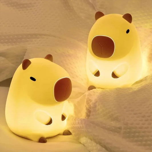 Cute Capybara Silicone Night Light | Soft Rechargeable Bedside Lamp