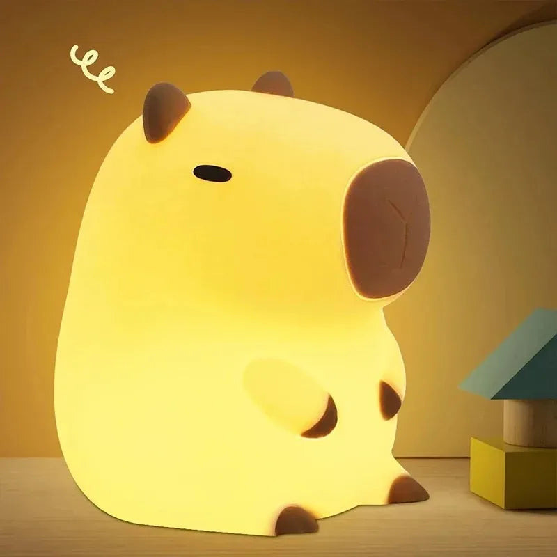 Cute Capybara Silicone Night Light | Soft Rechargeable Bedside Lamp