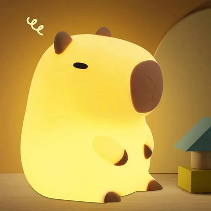 Cute Capybara Silicone Night Light | Soft Rechargeable Bedside Lamp