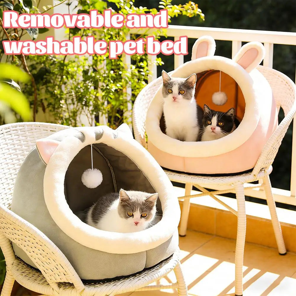 Cozy Self-Warming Pet Cave Bed for Cats & Small Dogs