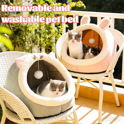 Cozy Self-Warming Pet Cave Bed for Cats & Small Dogs