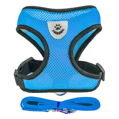 Reflective Mesh Dog Harness Vest | No-Choke Adjustable Pet Leash Set