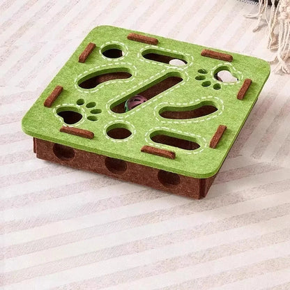 Interactive Felt Cat Puzzle Box | Indoor Hide & Seek Ball Chase Toy