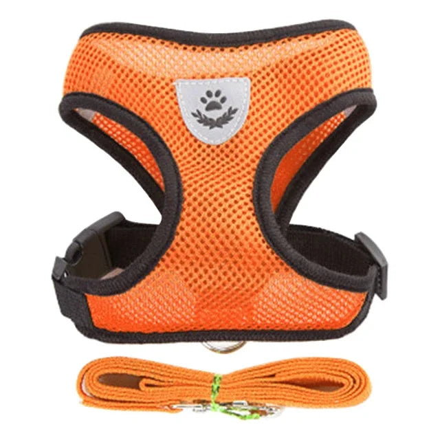 Reflective Mesh Dog Harness Vest | No-Choke Adjustable Pet Leash Set