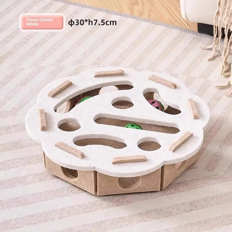 Interactive Felt Cat Puzzle Box | Indoor Hide & Seek Ball Chase Toy