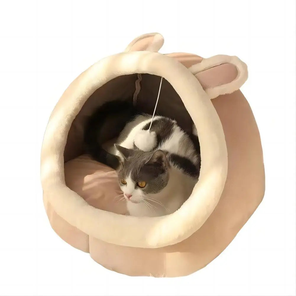 Cozy Self-Warming Pet Cave Bed for Cats & Small Dogs