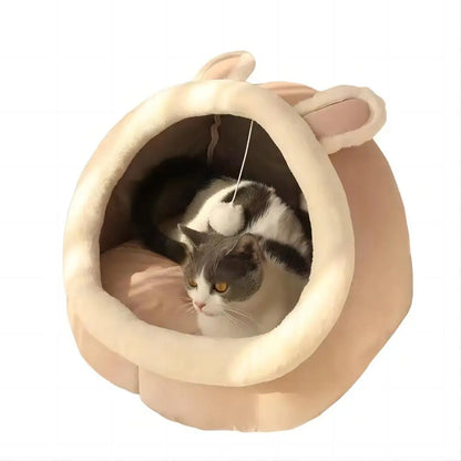Cozy Self-Warming Pet Cave Bed for Cats & Small Dogs