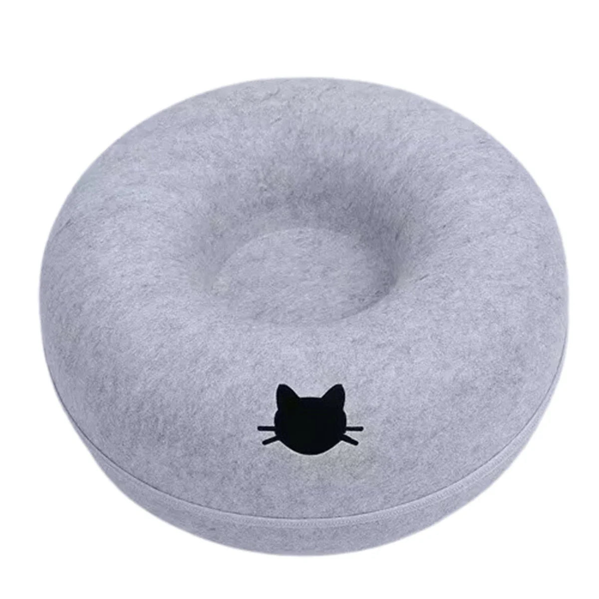 Interactive Donut Cat Bed & Tunnel – Felt Cat House Toy