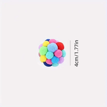 Interactive Cat Plush Bell Ball Toy | Colorful Elastic Woolen Ball