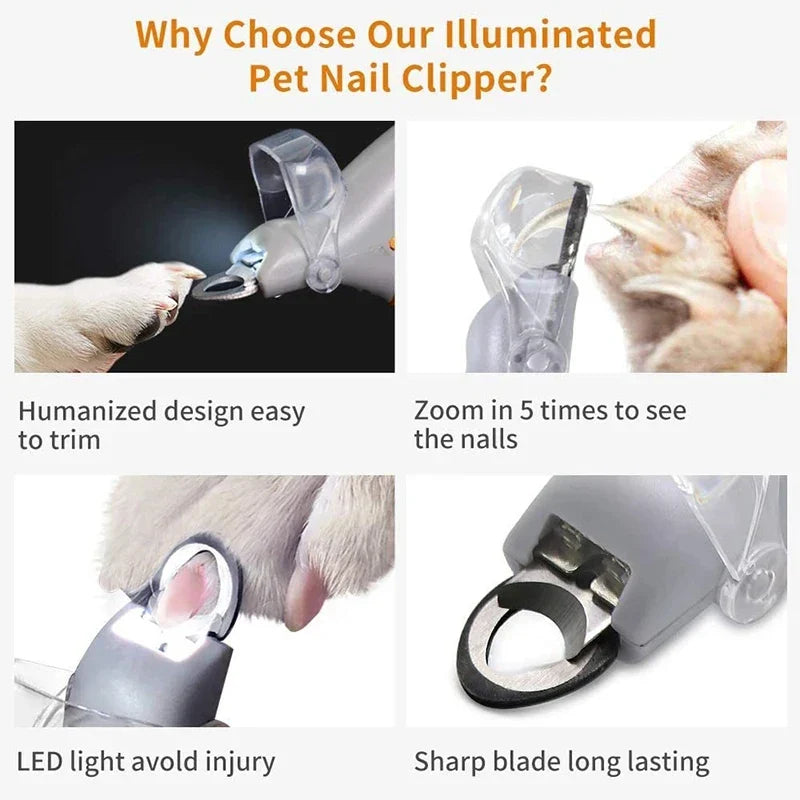 Professional LED Dog & Cat Nail Clippers | Safe Pet Claw Cutter Trimmer