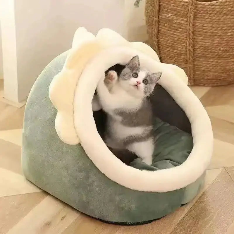 Cozy Self-Warming Pet Cave Bed for Cats & Small Dogs