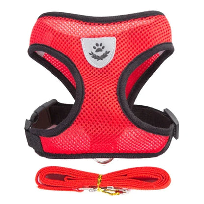 Reflective Mesh Dog Harness Vest | No-Choke Adjustable Pet Leash Set