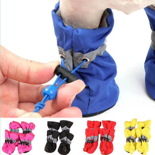 Waterproof Anti‑Slip Dog Boots – 4‑Pack Rain Shoes for Small Pets