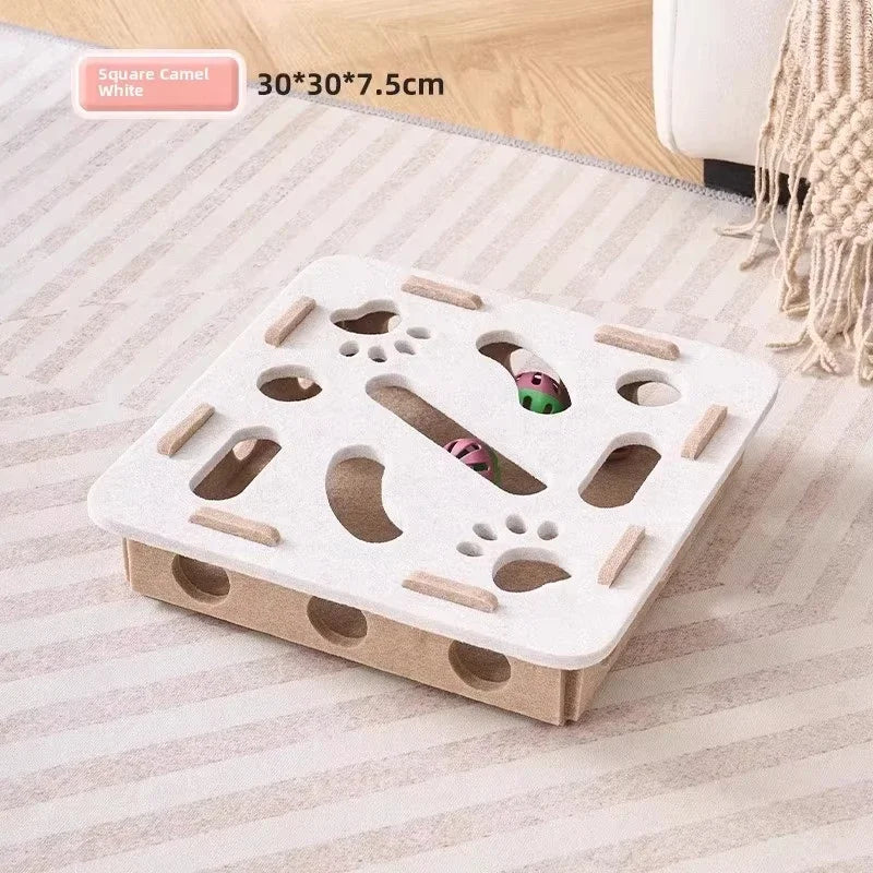 Interactive Felt Cat Puzzle Box | Indoor Hide & Seek Ball Chase Toy