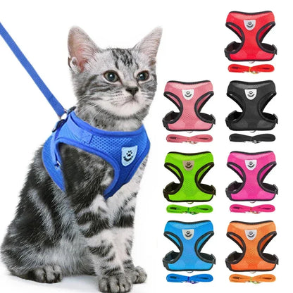 Reflective Mesh Dog Harness Vest | No-Choke Adjustable Pet Leash Set