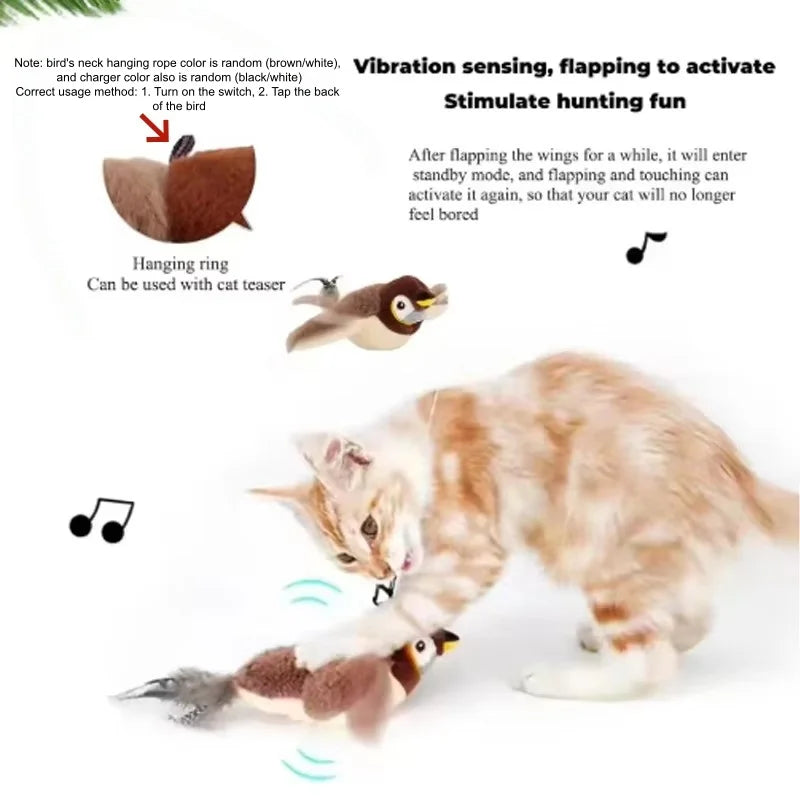 Interactive Flapping Bird Cat Toy | Rechargeable Touch Activated Pet Toy