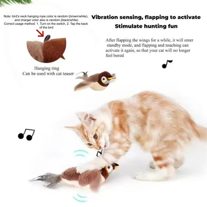 Interactive Flapping Bird Cat Toy | Rechargeable Touch Activated Pet Toy