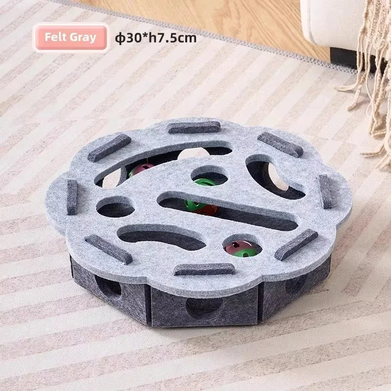 Interactive Felt Cat Puzzle Box | Indoor Hide & Seek Ball Chase Toy