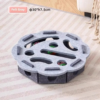 Interactive Felt Cat Puzzle Box | Indoor Hide & Seek Ball Chase Toy