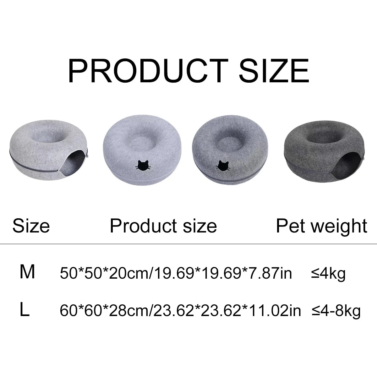 Interactive Donut Cat Bed & Tunnel – Felt Cat House Toy