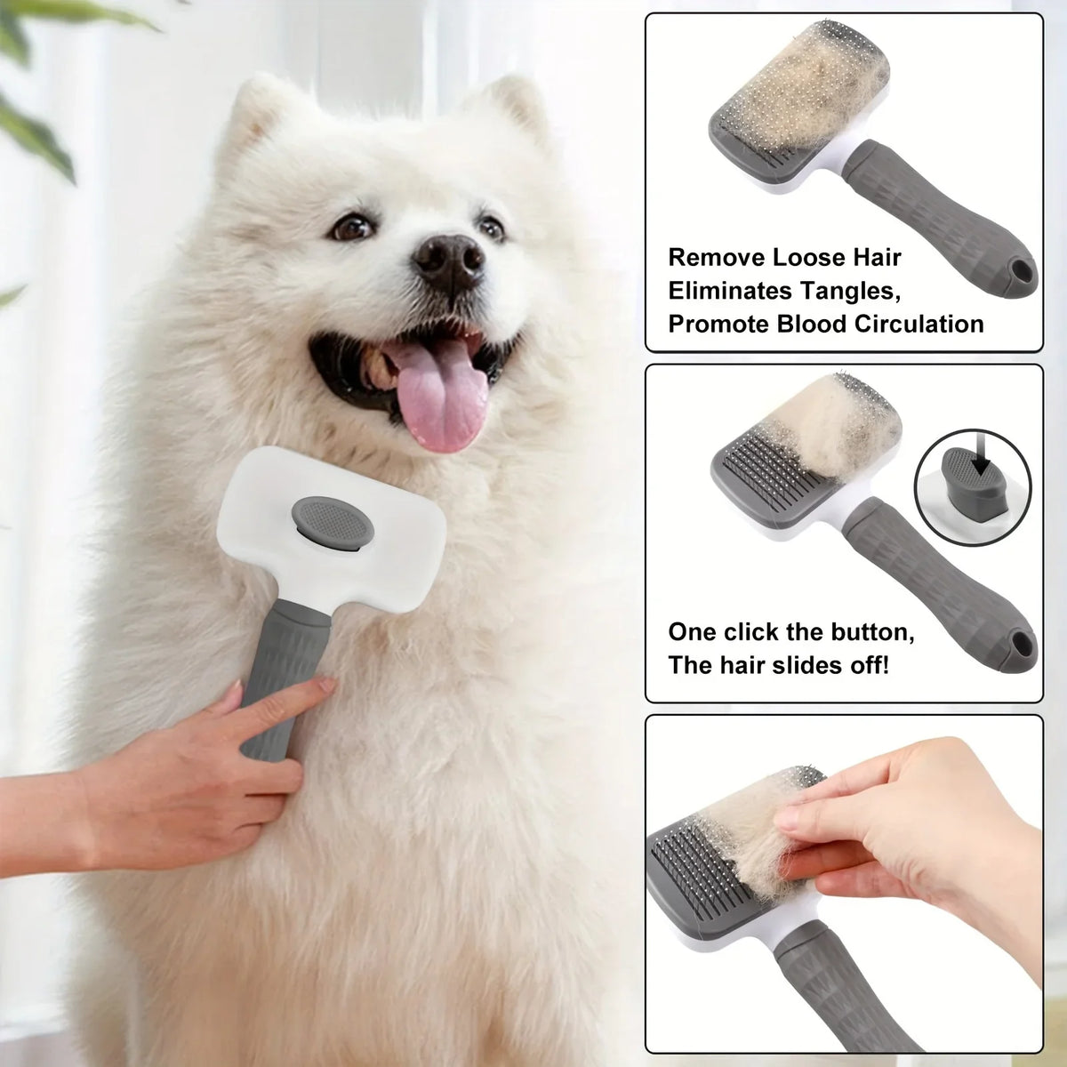 Self-Cleaning Pet Slicker Brush for Dogs & Cats