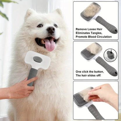 Self-Cleaning Pet Slicker Brush for Dogs & Cats