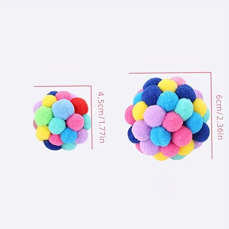 Interactive Cat Plush Bell Ball Toy | Colorful Elastic Woolen Ball