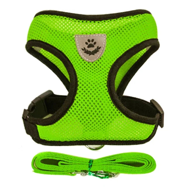 Reflective Mesh Dog Harness Vest | No-Choke Adjustable Pet Leash Set