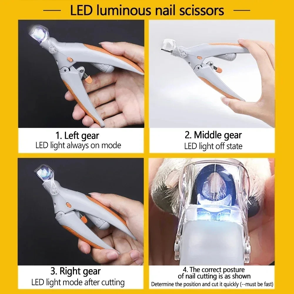 Professional LED Dog & Cat Nail Clippers | Safe Pet Claw Cutter Trimmer