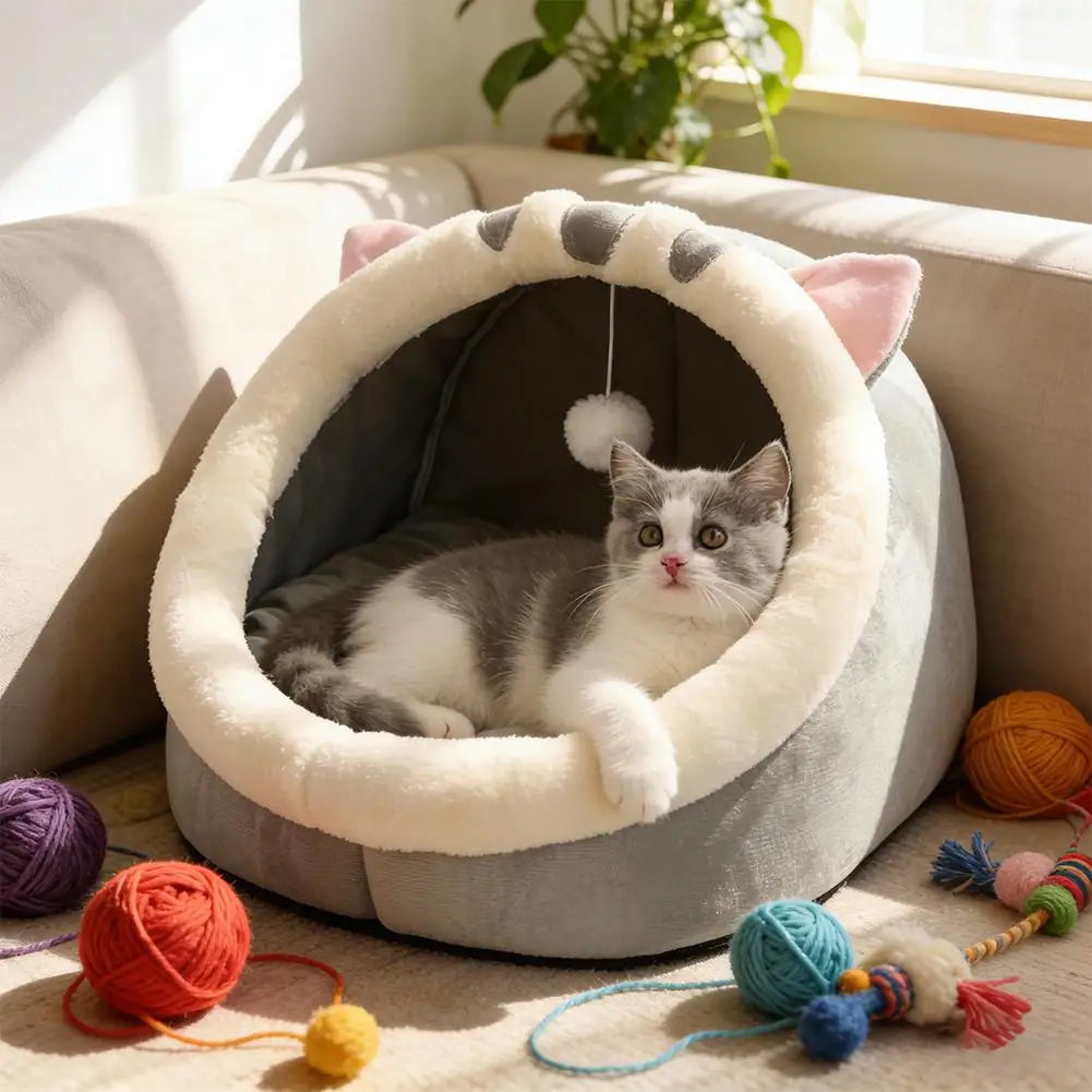 Cozy Self-Warming Pet Cave Bed for Cats & Small Dogs