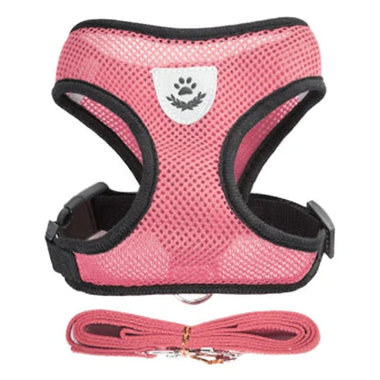 Reflective Mesh Dog Harness Vest | No-Choke Adjustable Pet Leash Set