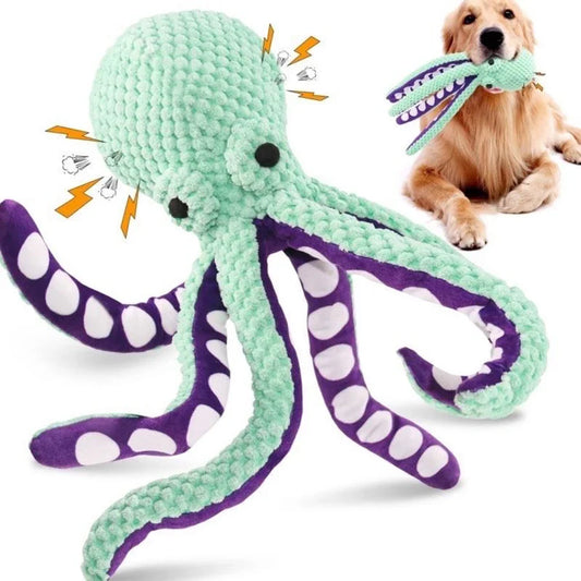 Interactive Octopus Plush Dog Toy | Durable Squeaky Boredom Buster