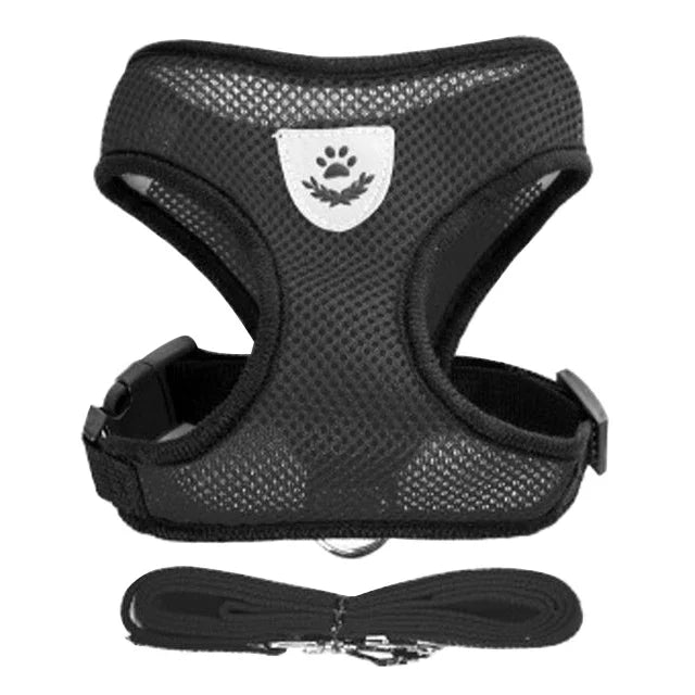 Reflective Mesh Dog Harness Vest | No-Choke Adjustable Pet Leash Set