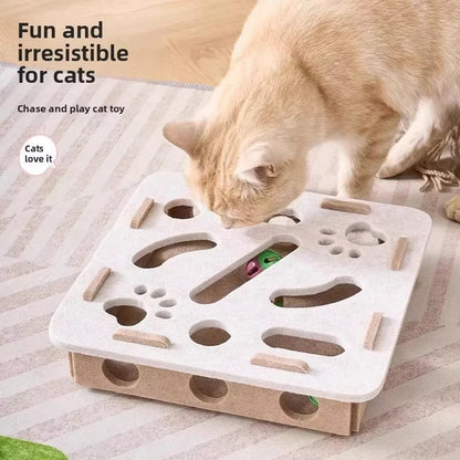Interactive Felt Cat Puzzle Box | Indoor Hide & Seek Ball Chase Toy