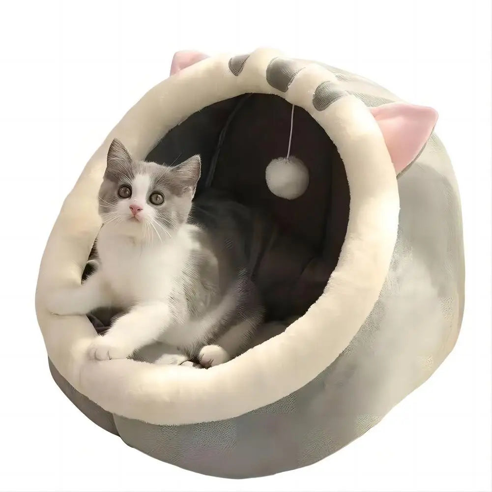 Cozy Self-Warming Pet Cave Bed for Cats & Small Dogs
