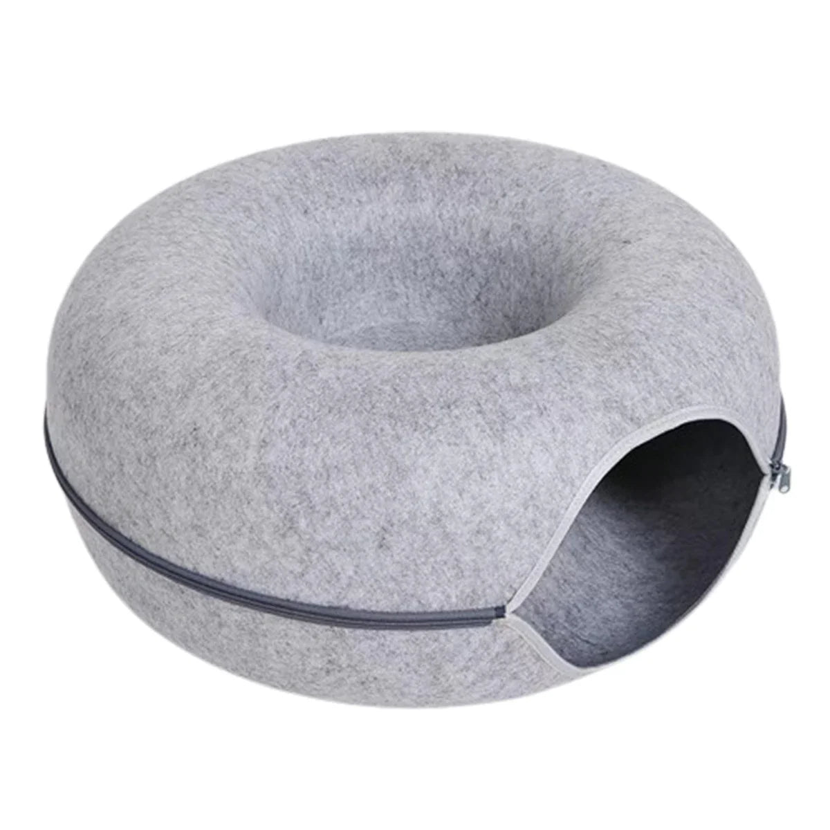 Interactive Donut Cat Bed & Tunnel – Felt Cat House Toy